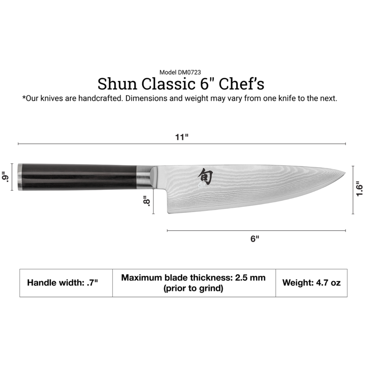 Shun Cutlery Shun Cutlery Classic Chef's 6"