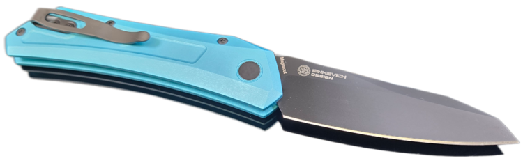 Pro-Tech Pro-Tech Dmitry Sinkevich Oligarch Auto Solid T. Blue Aluminum Handle DLC Magnacut Blade