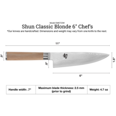 Shun Cutlery Shun Classic Blonde 6" Chef's Knife