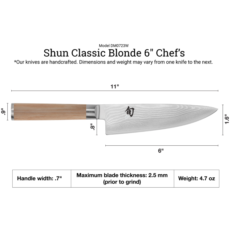 Shun Cutlery Shun Classic Blonde 6" Chef's Knife