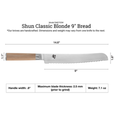 Shun Cutlery Shun Classic Blonde 9" Bread Knife