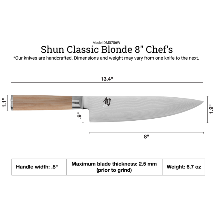 Shun Cutlery Shun Classic Blonde 8" Chef's Knife