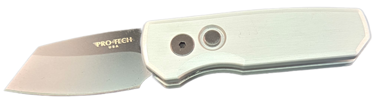 Pro-Tech Pro-Tech Runt 5 Satin Silver Handle DLC Black 20-CV Reverse Tanto Blade