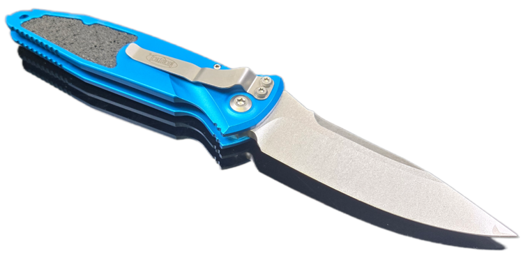 Microtech Microtech Socom Elite Auto Stonewash Standard Edge Blue Handle (160A-10BL)