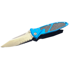 Microtech Socom Elite Manual Stonewash Partial Serrated Blue (160-11BL)