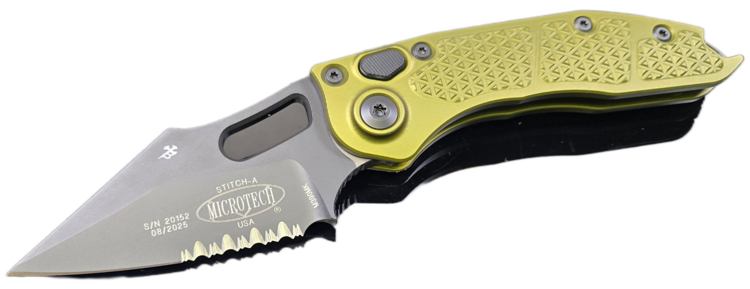 Microtech Microtech Stitch S/E Black Blade Partial Serrated OD Green (169-2OD)