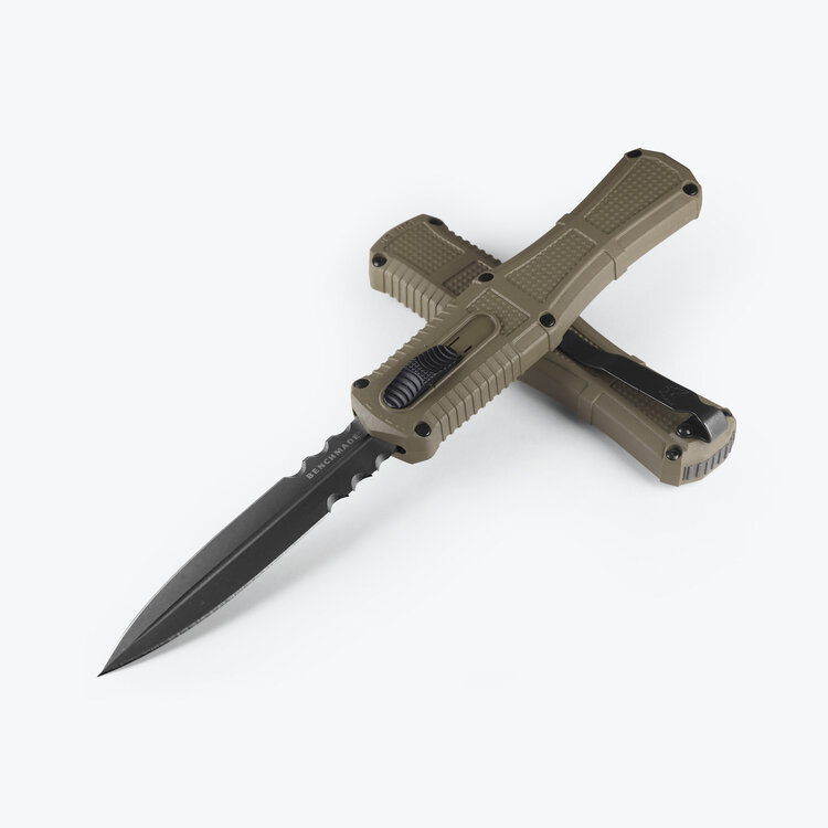 Benchmade Benchmade Claymore OTF Double Edge Black Blade Black Chassis (3370GY)