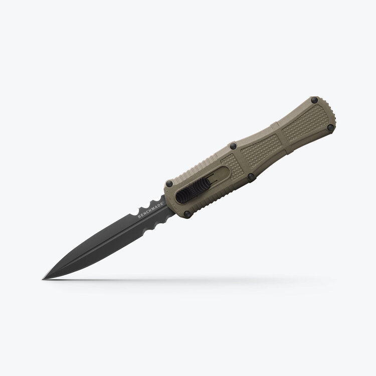 Benchmade Benchmade Claymore OTF Double Edge Black Blade Black Chassis (3370GY)