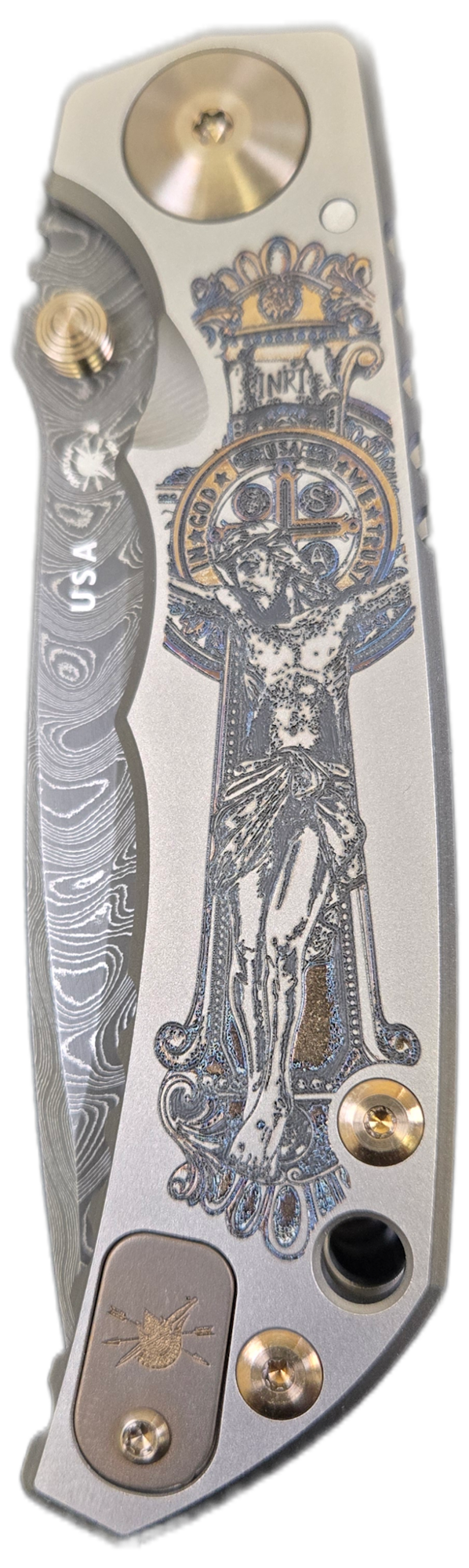 Spartan Blades Spartan Blades Spartan Harsey Folder S.E. Crusaform W/ Chad Nicholas Damascus Blade