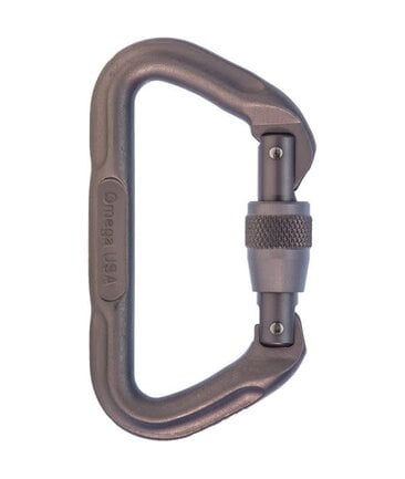 Omega Standard Locking D Carabiner Grey