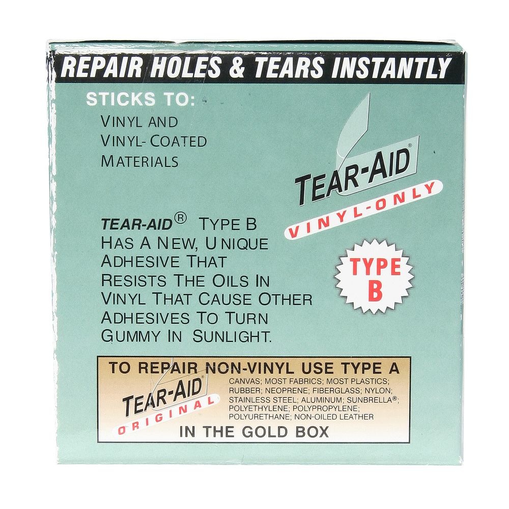 Type aid. Набор заплаток для ремонта тканей tear-Aid Type a. Tear Aid Patch Type b. Tear Aid die Cut Patches: Vinyl Type b.