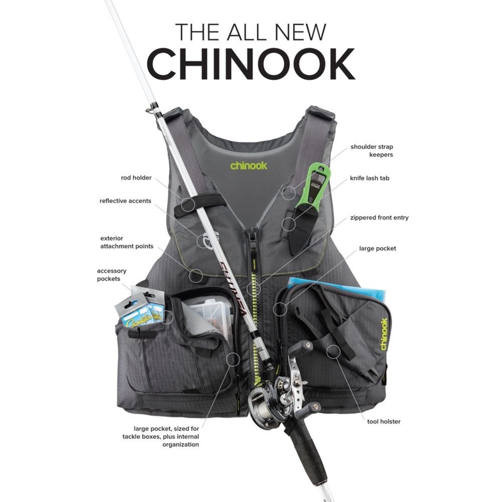 NRS Chinook Fishing Life Jacket 2022 - PFD Bayberry - XS