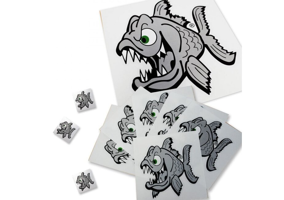 Pyranha Angry Fish Sticker Silver