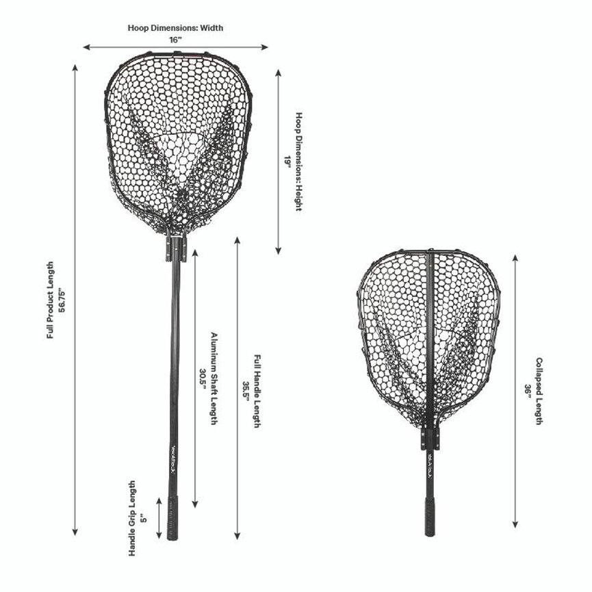 YakAttack 16” x 19” Landing Net with 35.5” Long Telescoping Handle and Rubber Netting