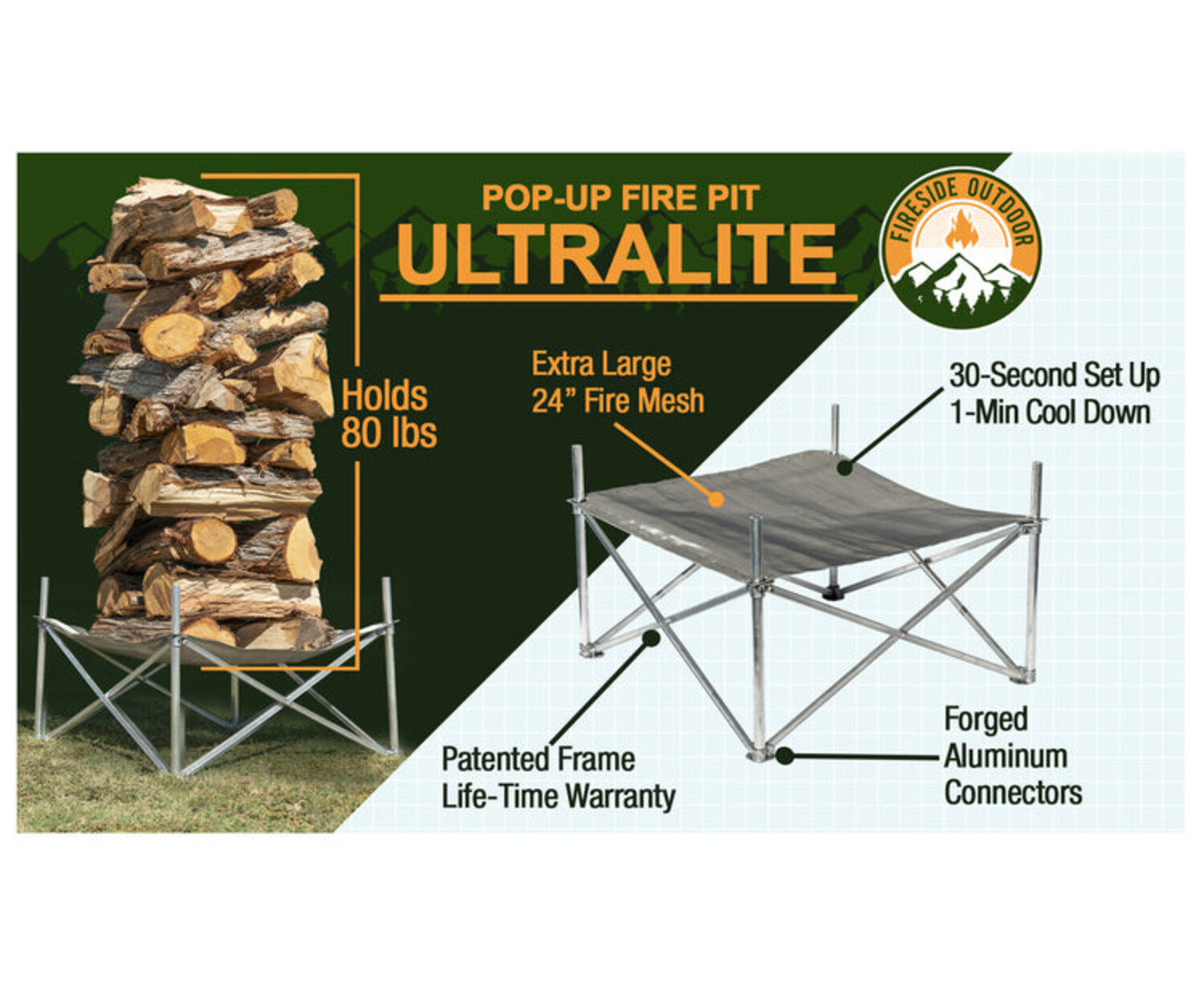 Fireside Outdoor Pop Up Fire Pit 24 Ultra Lite Utah Whitewater Gear