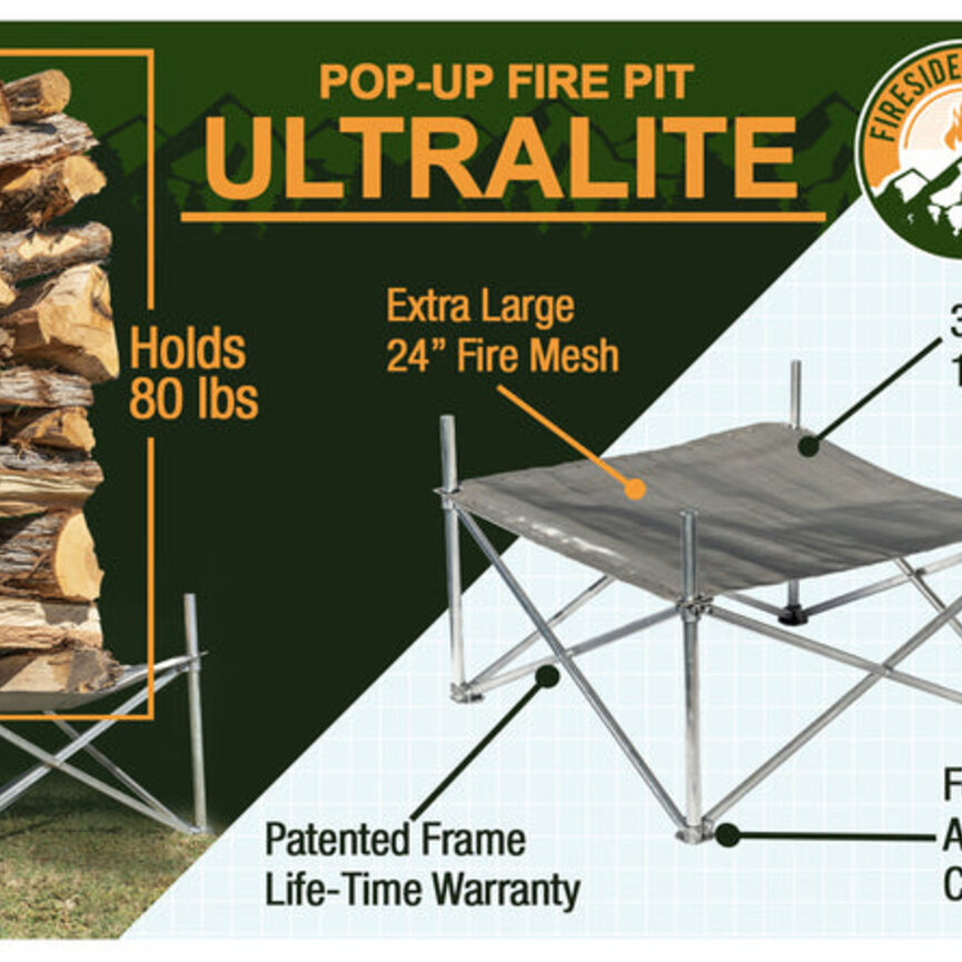 Fireside Outdoor Pop-Up Fire Pit 24" Ultra Lite