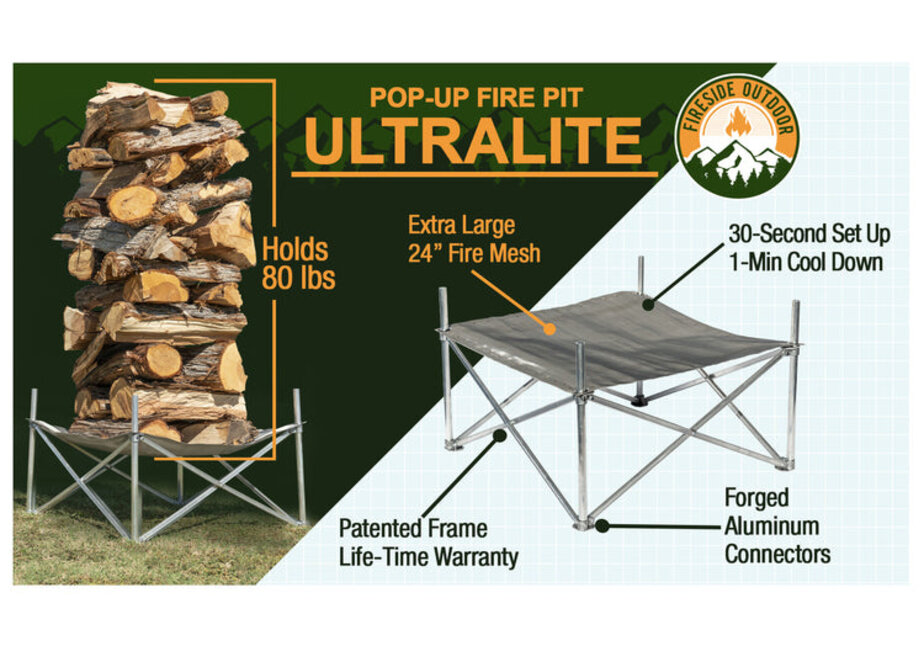 Fireside Outdoor Pop-Up Fire Pit 24" Ultra Lite