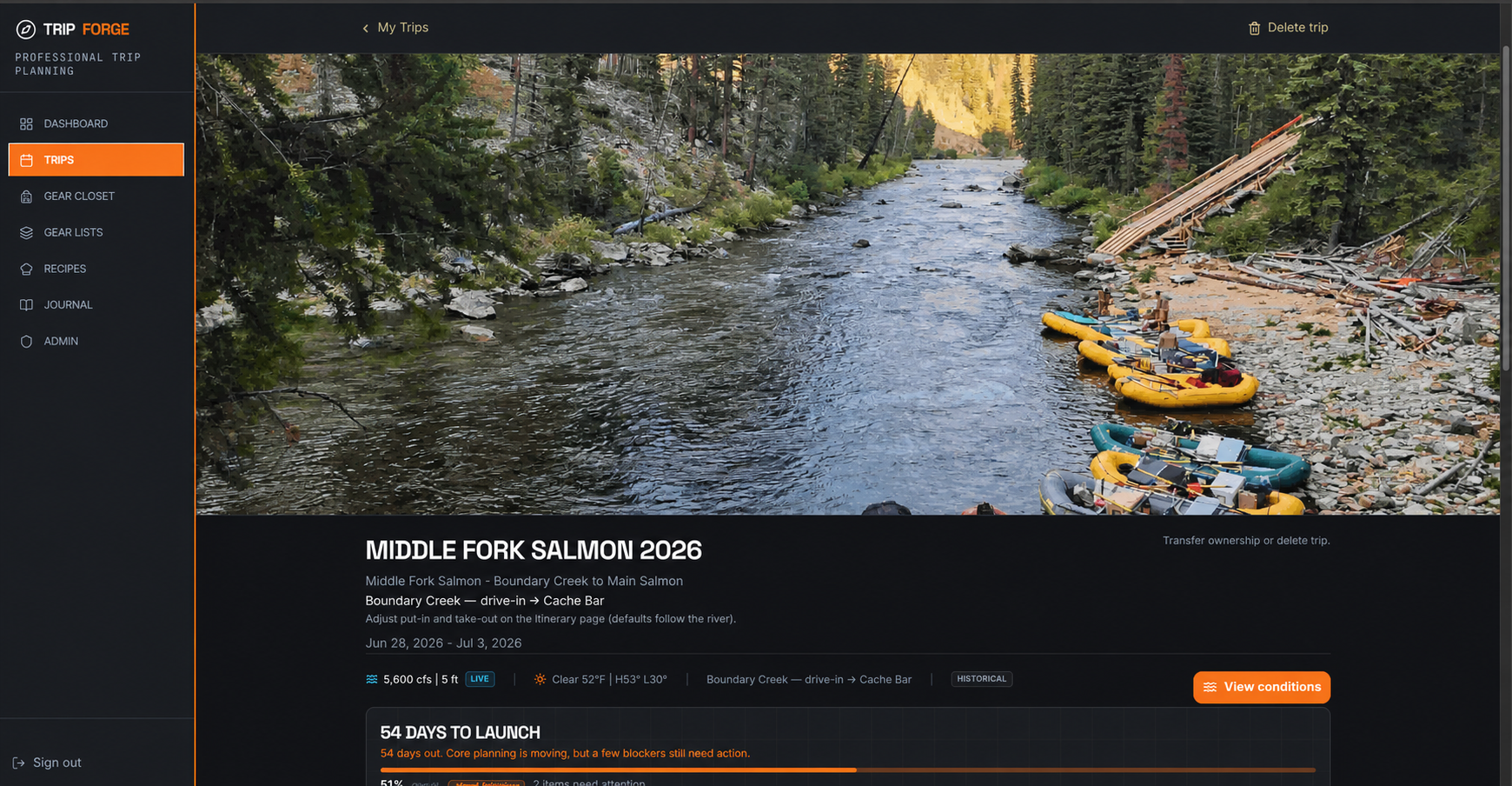 Trip Forge River Trip Planner