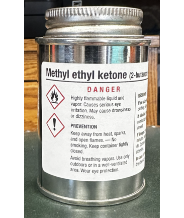 (MEK) Methyl Ethyl Ketone (4oz) PVC Solvent