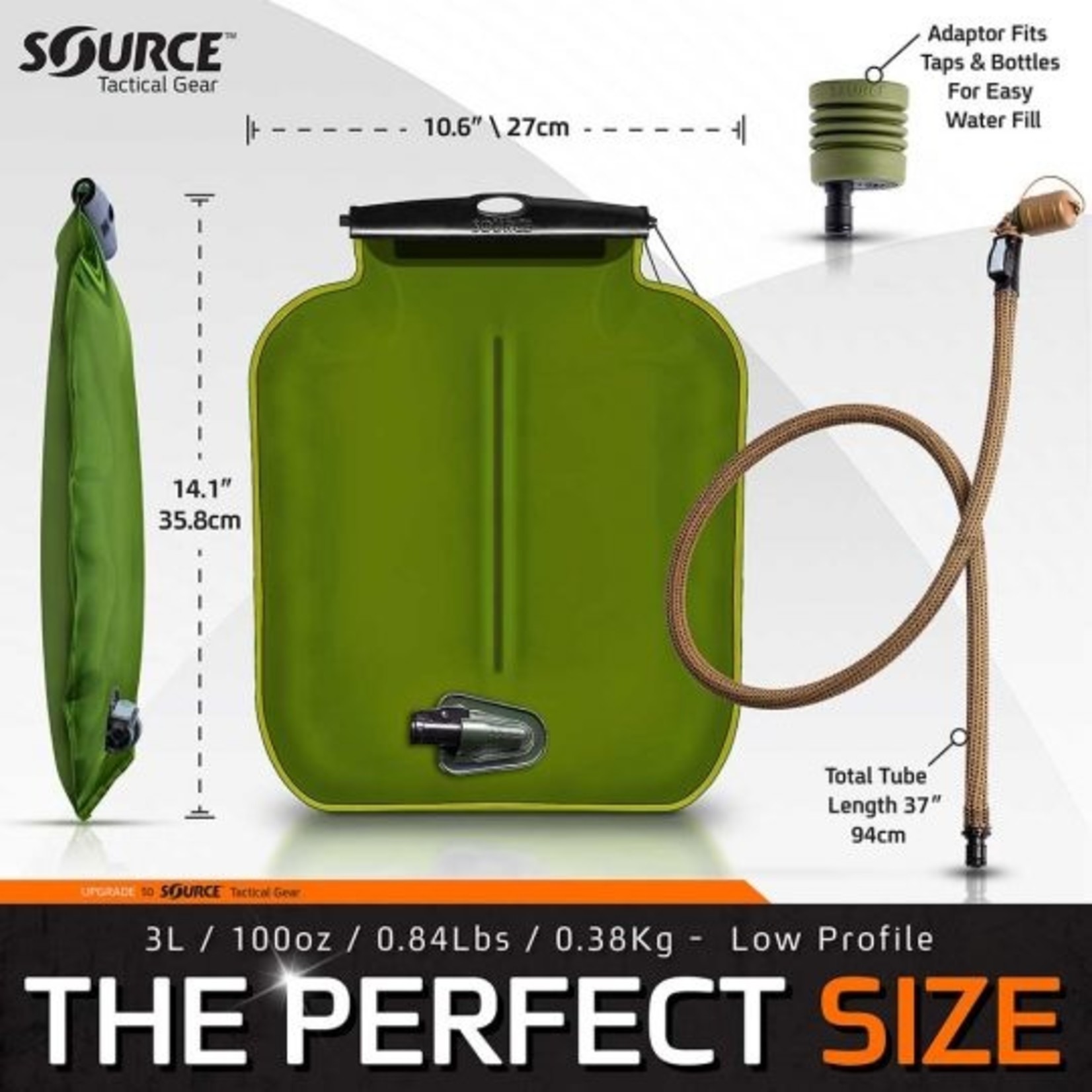 SOURCE TACTICAL GEAR ILPS WITH UTA | LOW PROFILE HYDRATION BLADDER | 3L (100 OZ.)