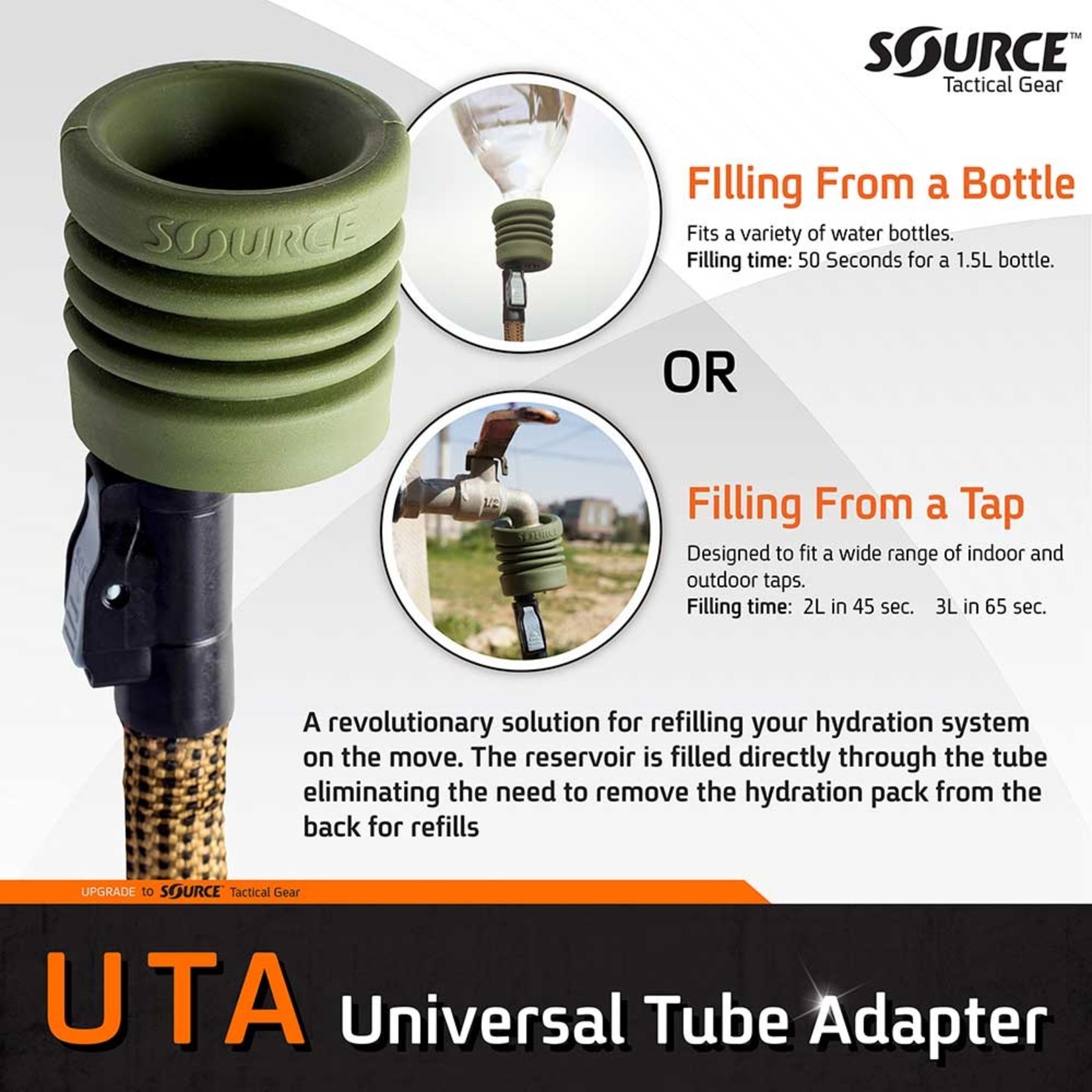 SOURCE TACTICAL GEAR ILPS WITH UTA | LOW PROFILE HYDRATION BLADDER | 3L (100 OZ.)