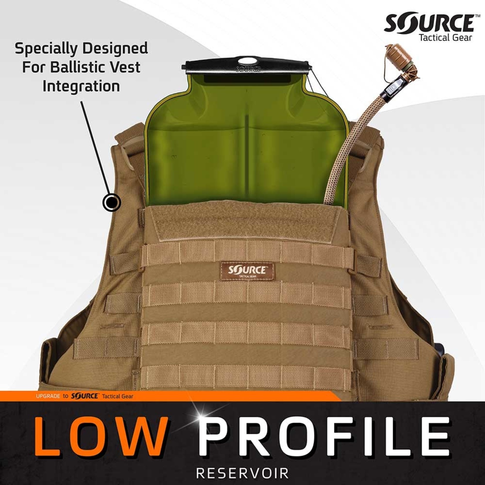 SOURCE TACTICAL GEAR ILPS WITH UTA LOW PROFILE HYDRATION BLADDER 3L 100 OZ. SDTAC