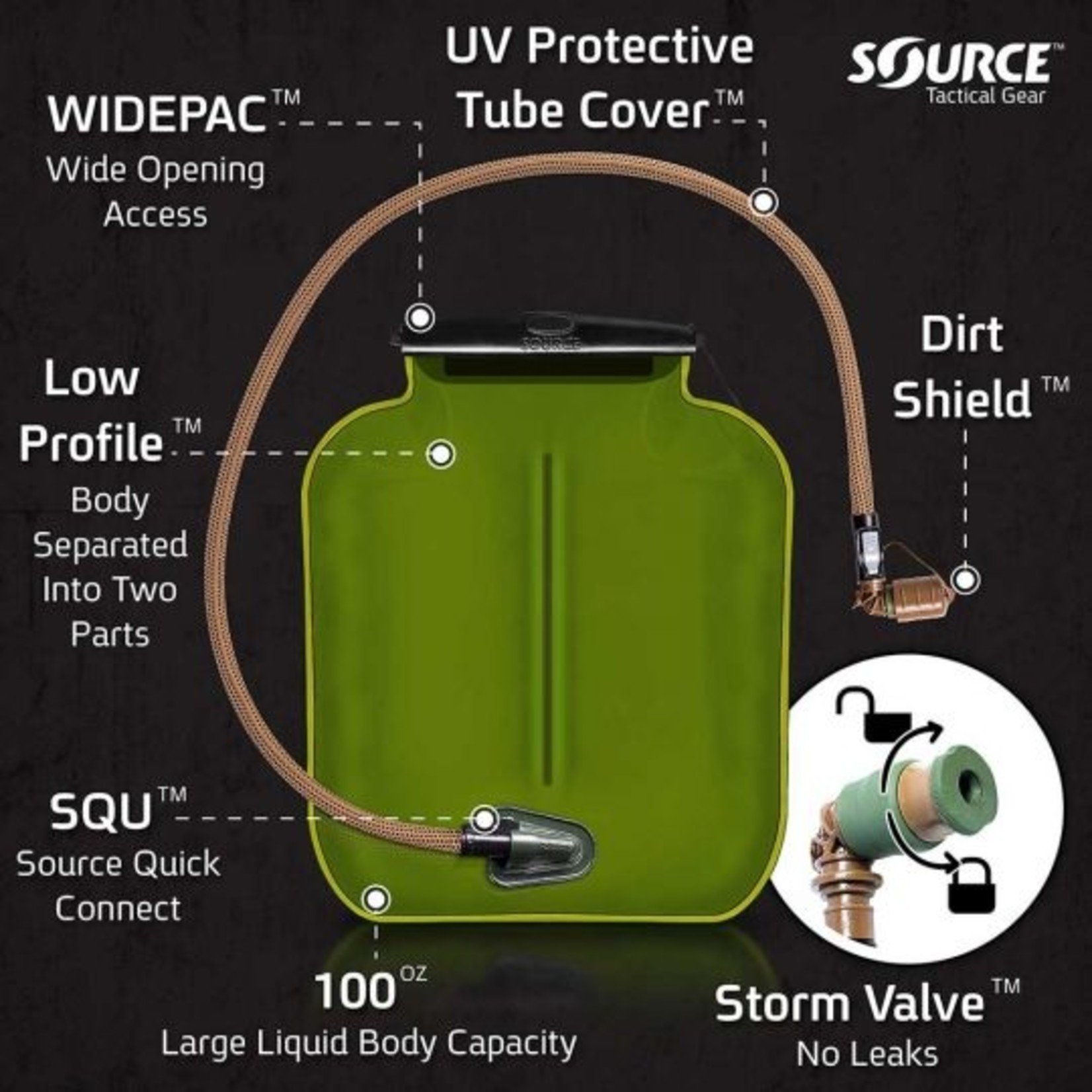 SOURCE TACTICAL GEAR ILPS WITH UTA | LOW PROFILE HYDRATION BLADDER | 3L (100 OZ.)
