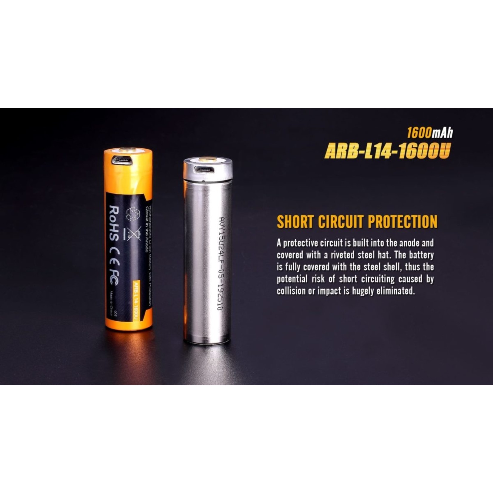FENIX LIGHT ARB-L14-1600U BUILT-IN USB RECHARGEABLE BATTERY