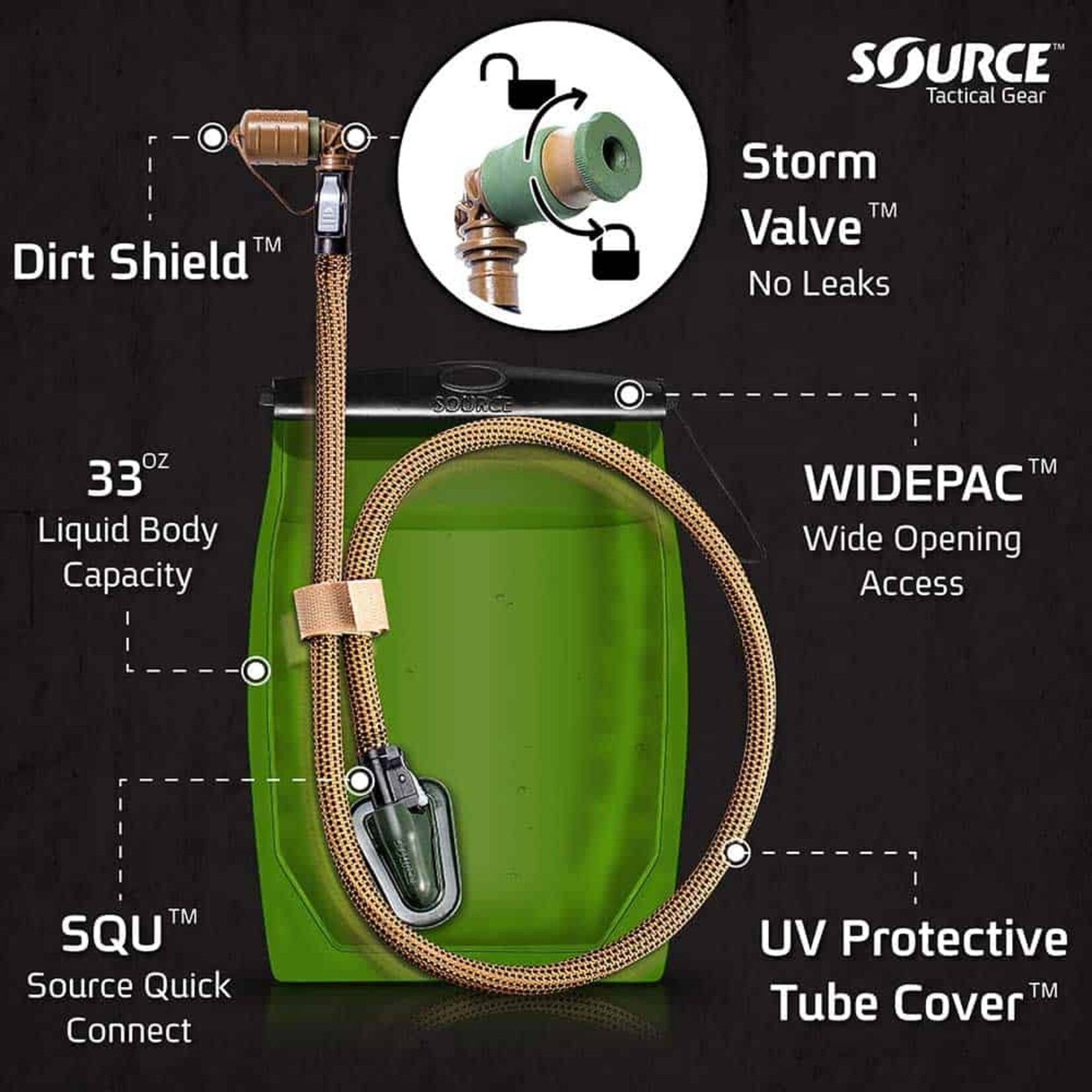 SOURCE TACTICAL GEAR 1L HYDRATION BLADDER | KANGAROO CANTEEN | 32 OZ.