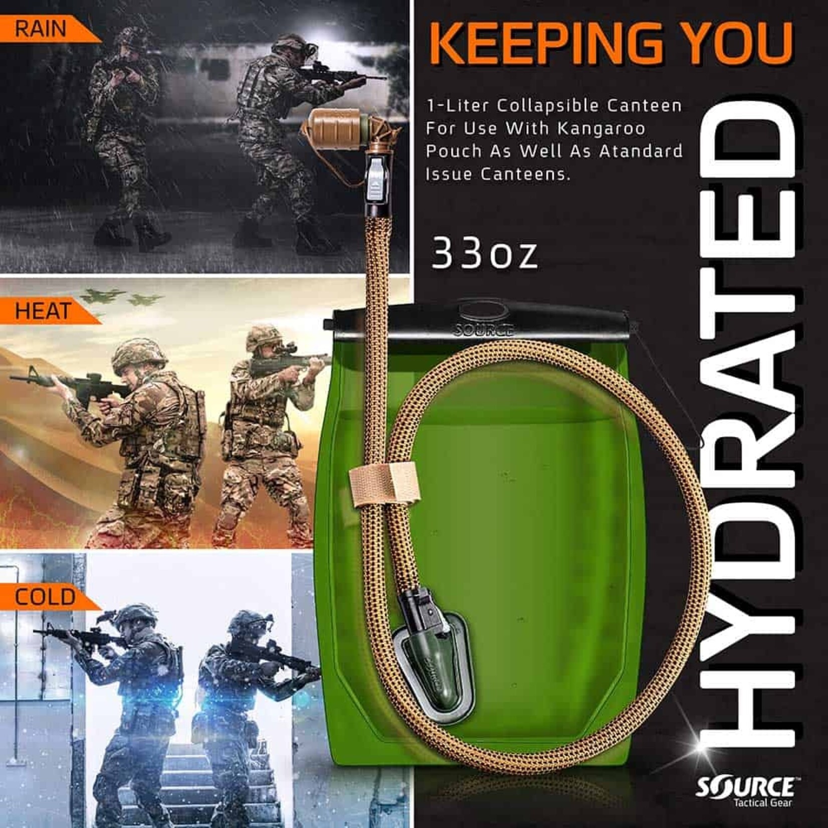 SOURCE TACTICAL GEAR 1L HYDRATION BLADDER | KANGAROO CANTEEN | 32 OZ.