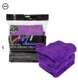 Chemical Guys Happy Ending Ultra Plush Edgeless Microfiber Towel, Purple 16" x 16" (3 Pack)