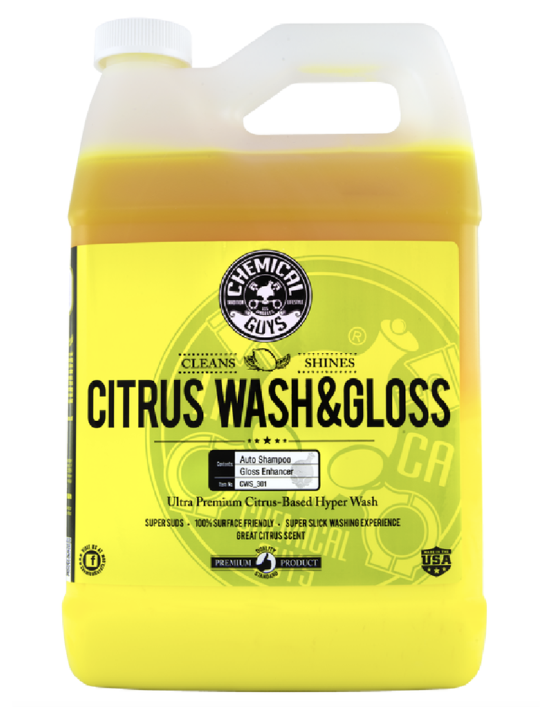 Chemical Guys CWS_301 - Citrus Wash & Gloss Citrus Based Hyper-Concentrated Wash+Gloss (No-More Spots) (1 Gal)