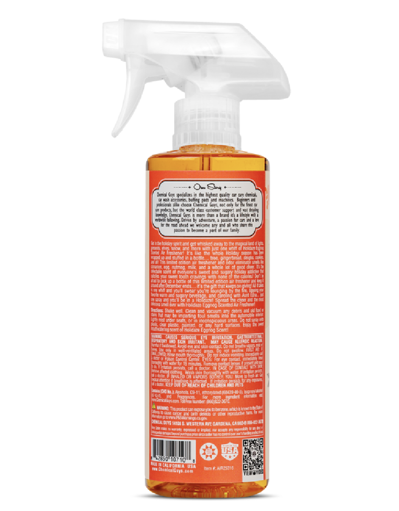 Chemical Guys AIR25316 - Holidaze Eggnog Scented Air Freshener & Odor Eliminator (16 oz)