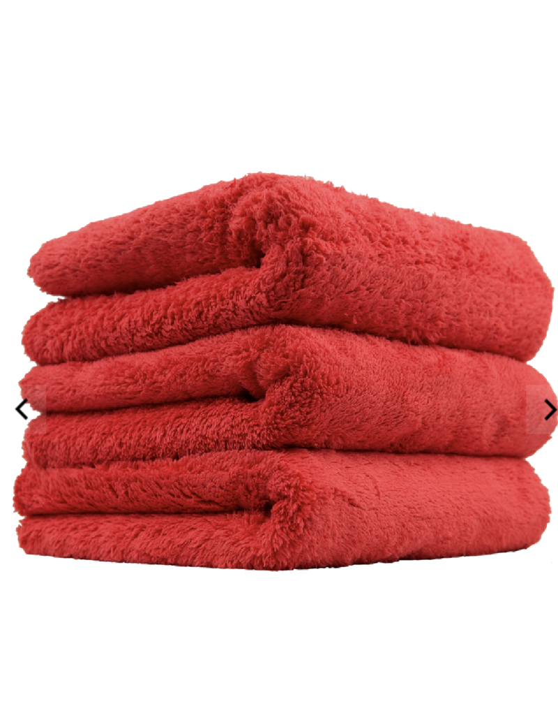 Chemical Guys MIC34103 - Happy Ending Ultra Plush Edgeless Microfiber Towel, Red 16" x 16" (3 Pack)