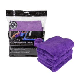 Chemical Guys MIC34803 - Happy Ending Ultra Plush Edgeless Microfiber Towel, Purple 16" x 16" (3 Pack)