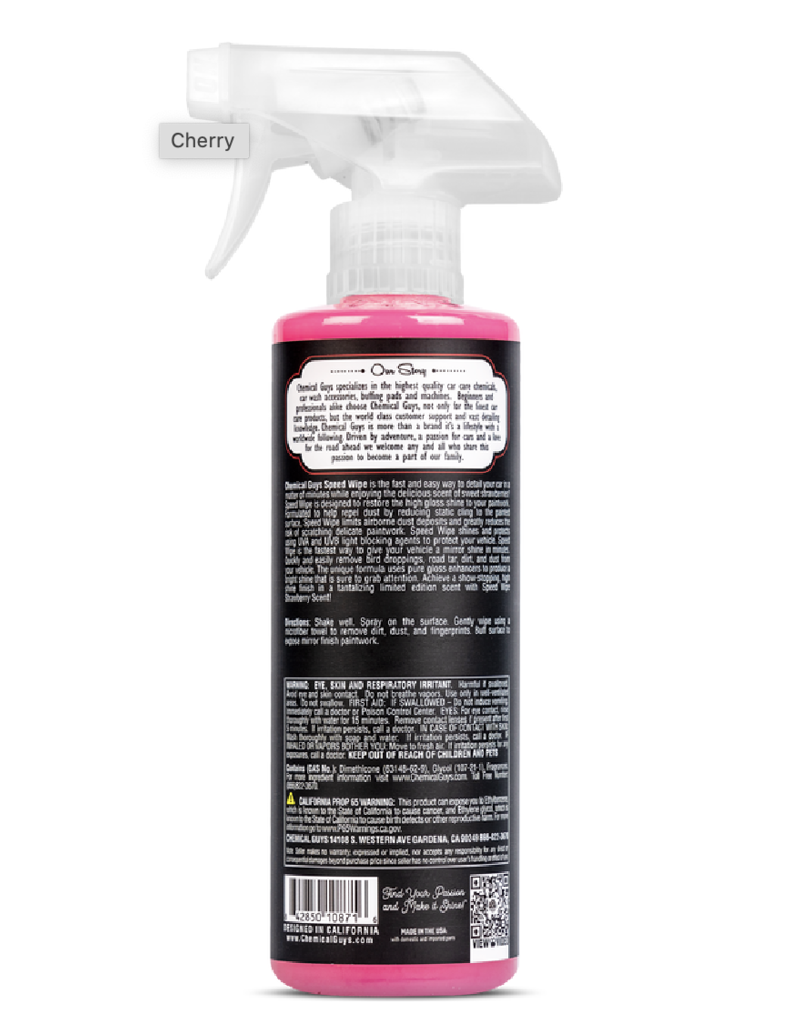 Chemical Guys WAC_202_16 Speed Wipe Quick Detailer, 16oz, Cherry Scent 