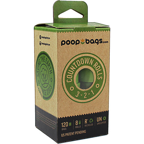 Poop Bags Caja Bolsas Biodegradables Sin Aroma (8 rollos - 120 pza)