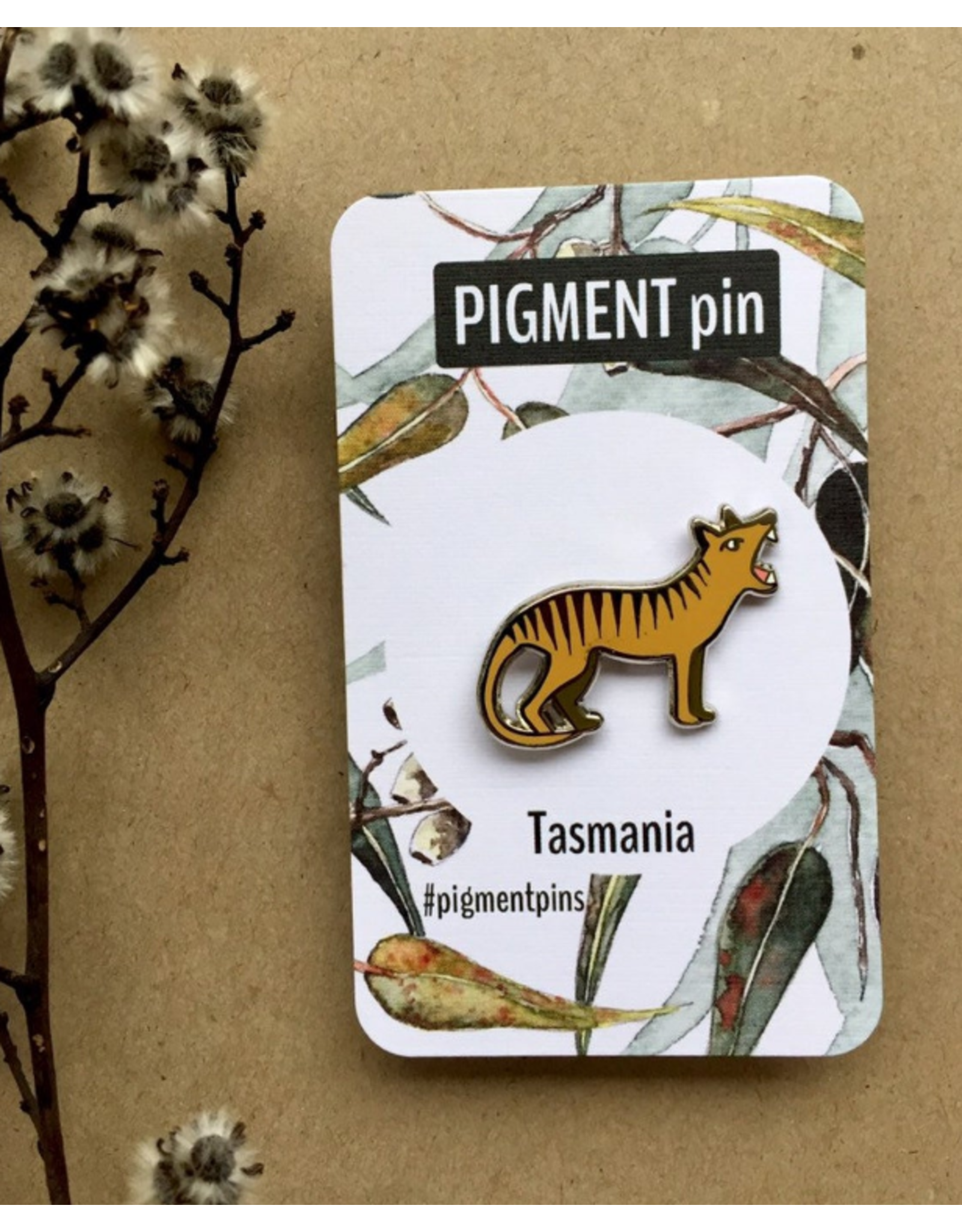 Thylacine Tassie Tiger LAPEL PIN Tasmanian Collection Pigment Pins