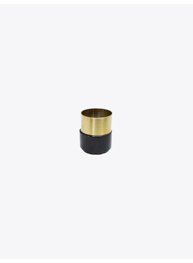 Black Marble Brass Candle Holder