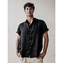 Short Sleeve Linen Shirt in Black
