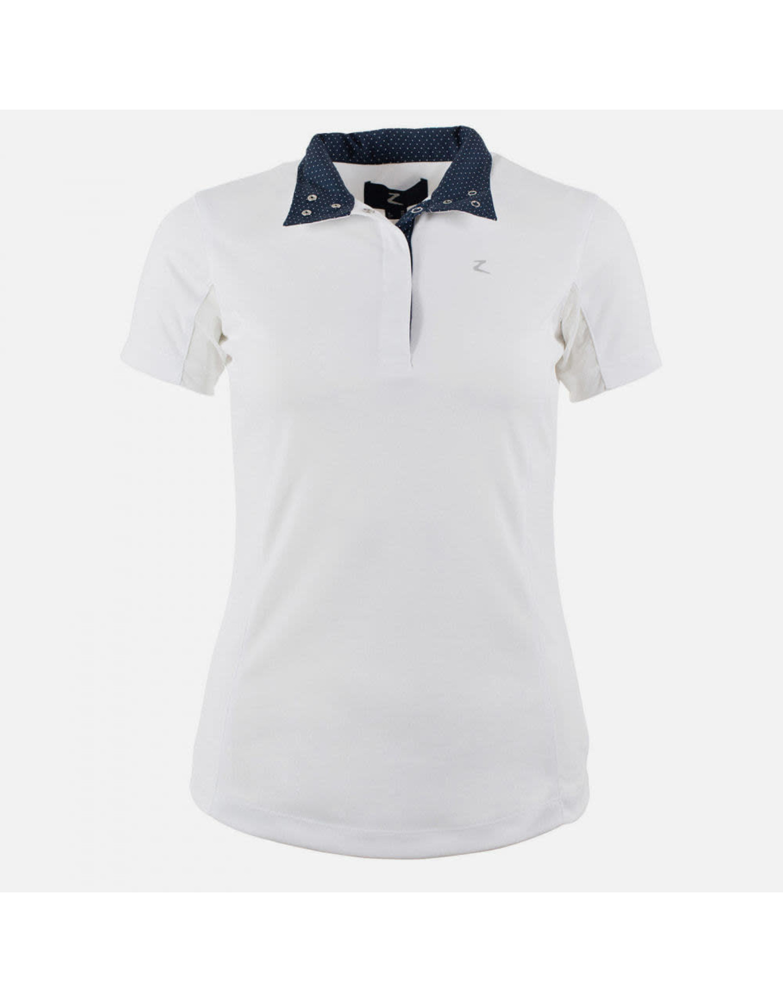 Horze Blaire Show Shirt Short Sleeve White w/ Navy Dot