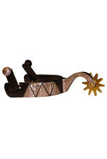 Mens Western Black Steel Spurs with Engraved German Silver Diamond Shapes