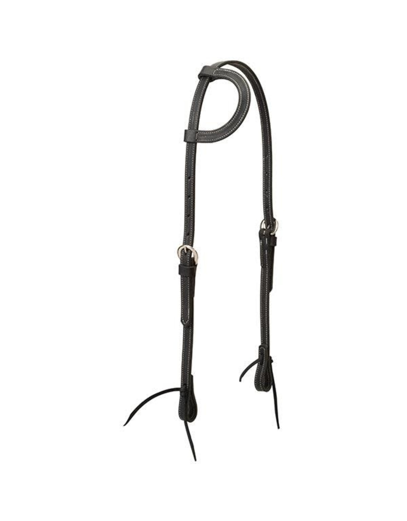 Weaver Headstall Leather Flat Sliding Ear Black