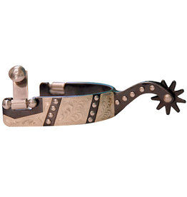 Spurs Western Black Steel with Engraved Overlay and Dots Mens