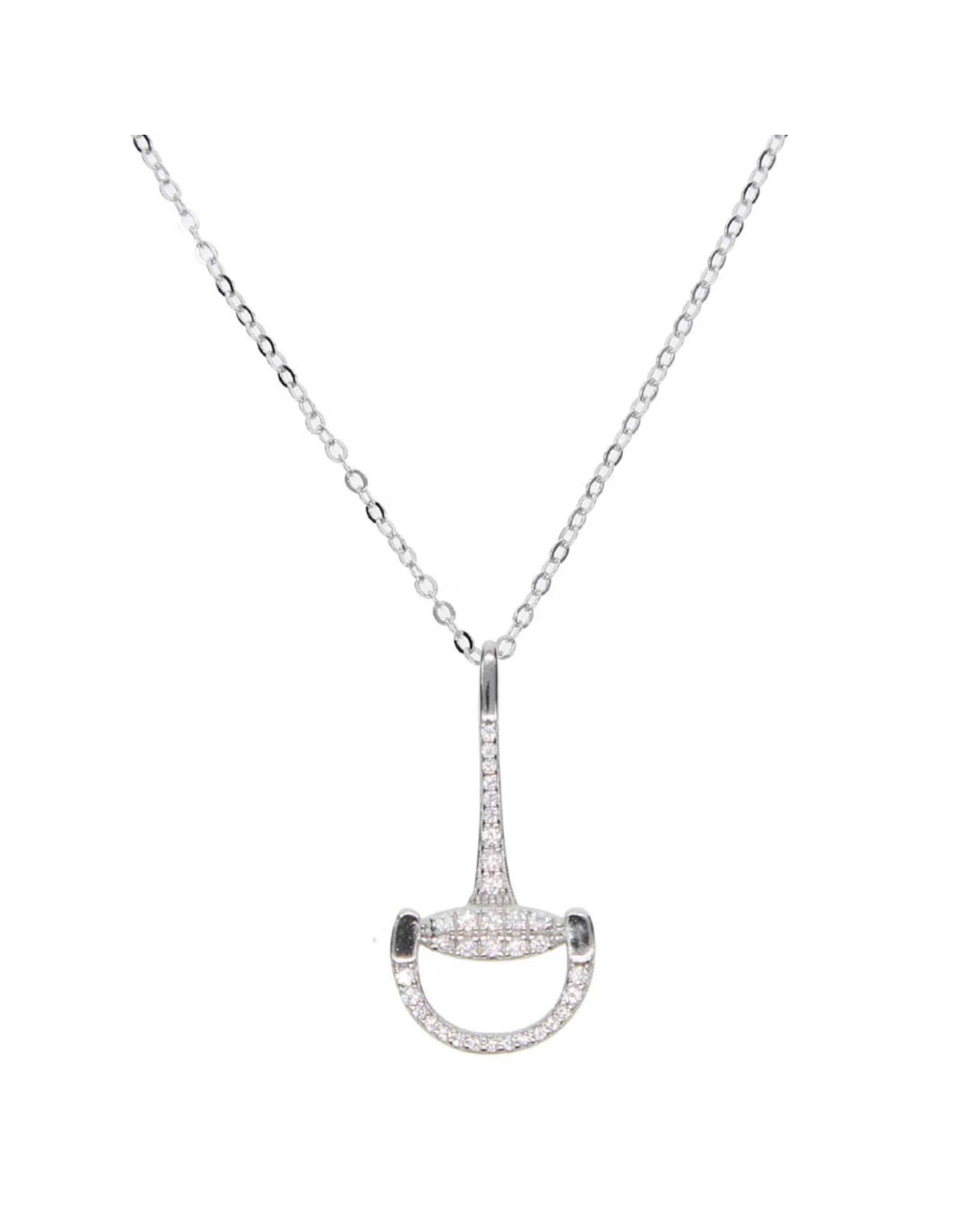 Necklace Sterling Silver & CZ Snaffle Bit