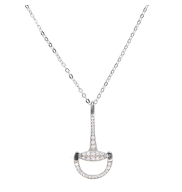 Necklace Sterling Silver & CZ Snaffle Bit