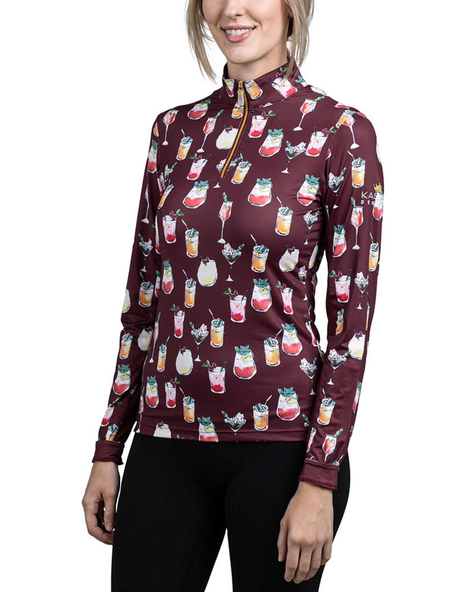 Kastel Sun Shirt Holiday Cocktails Tawny Port with Gold Zipper