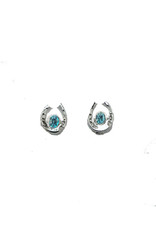 Earrings HER0905 Mini Horseshoe with Stone March - Aquamarine
