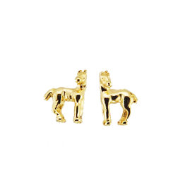 Earrings HER1004 Horse with Turned Head Gold Finish