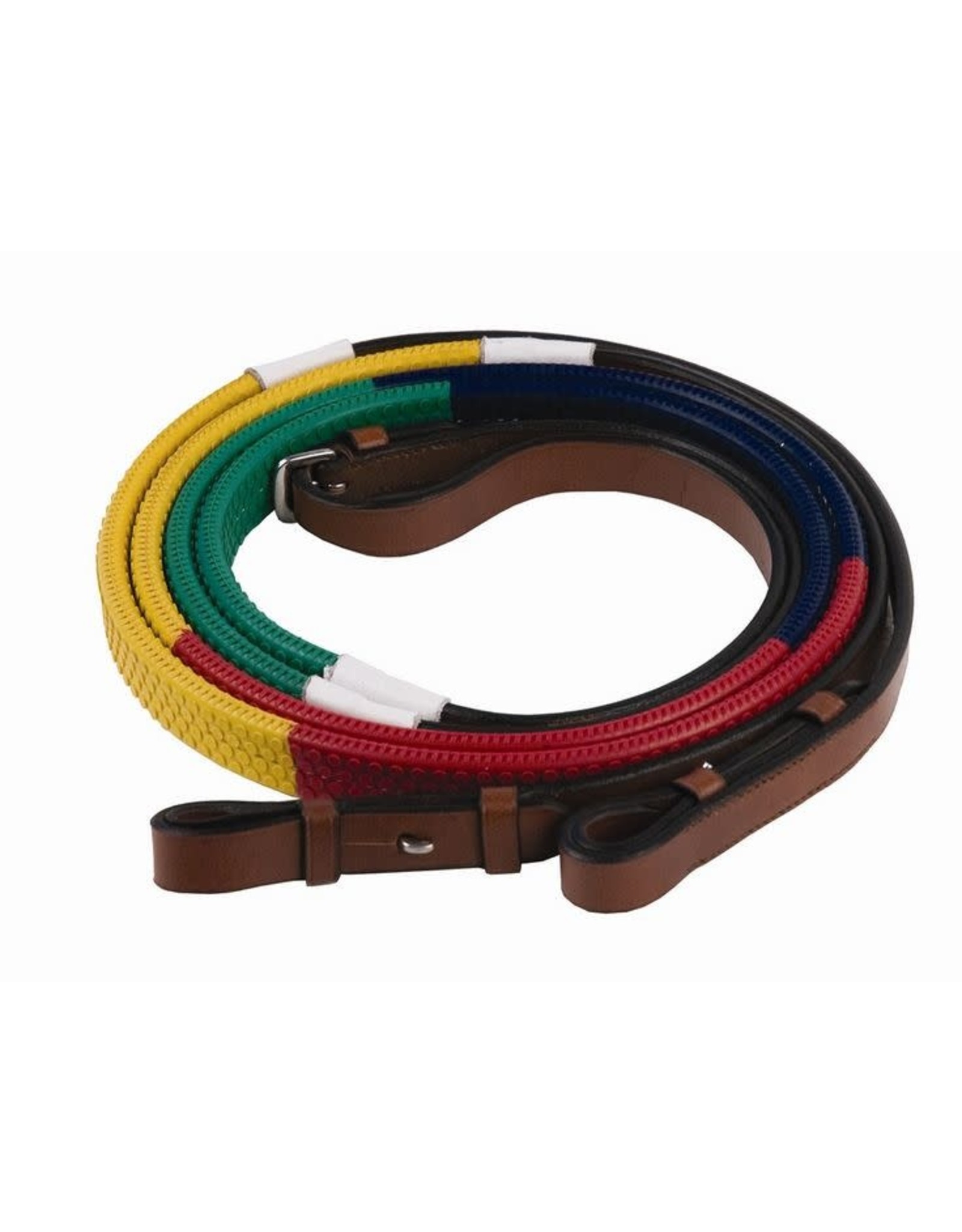 Reins Rubber Rainbow with Buckles Multi 5/8"X54"